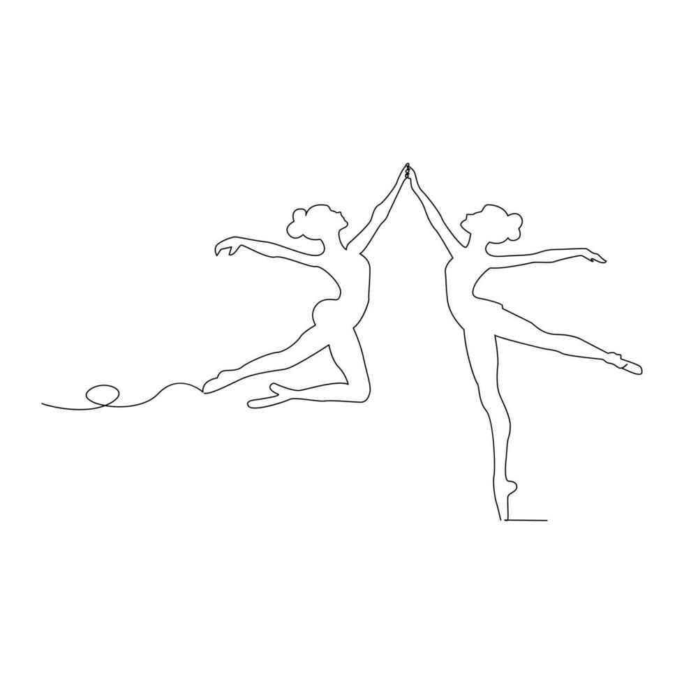 bailando bailarina continuo soltero línea dibujo y uno línea minimalista bailarín contorno vector Arte ilustración