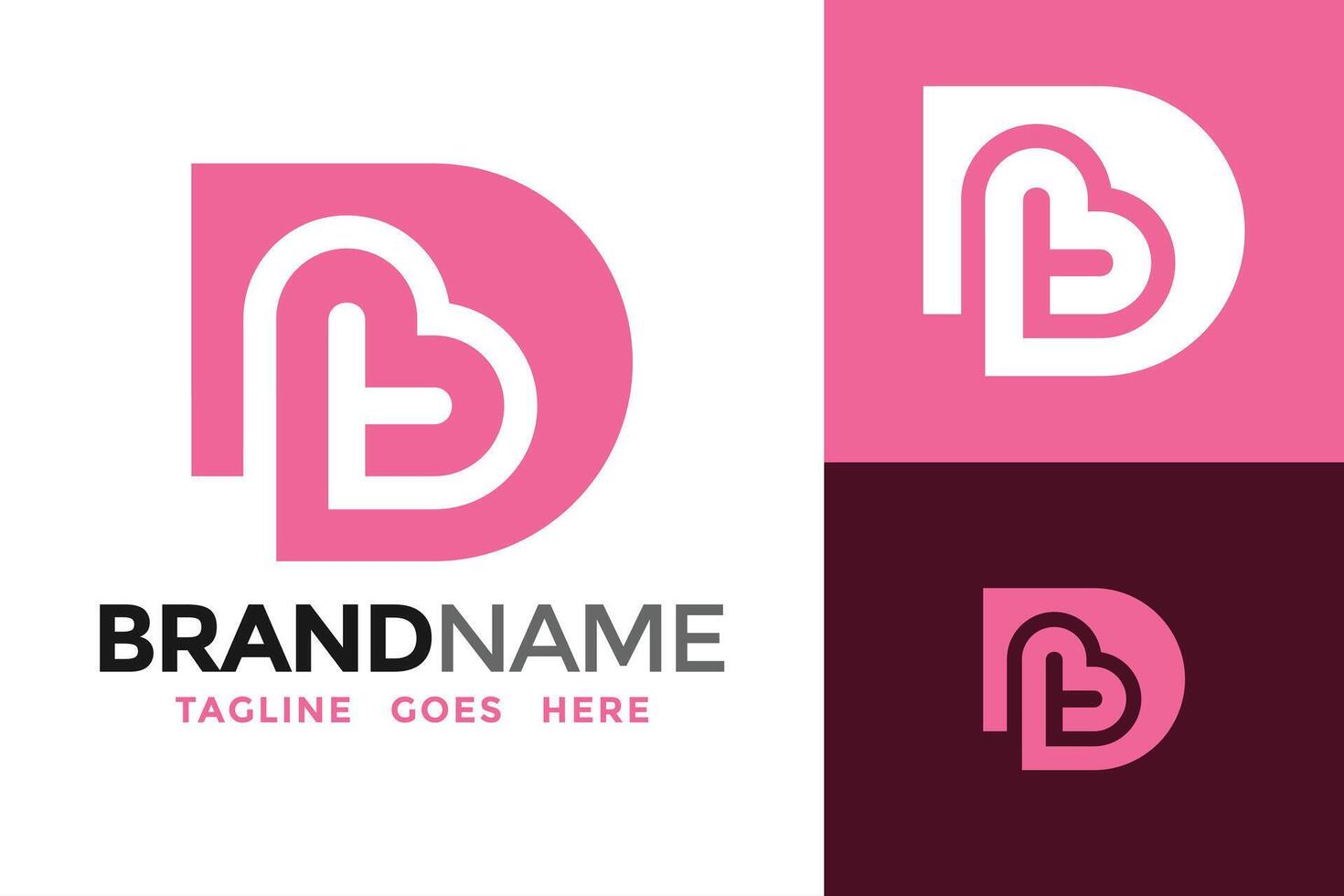 Letter D Heart Logo Design Vector Template