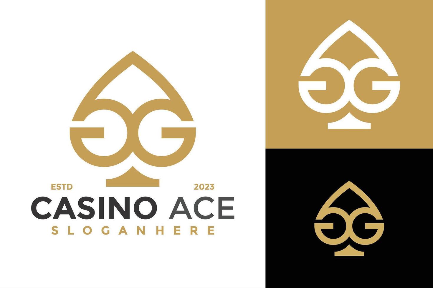 letra gg casino as logo diseño vector modelo