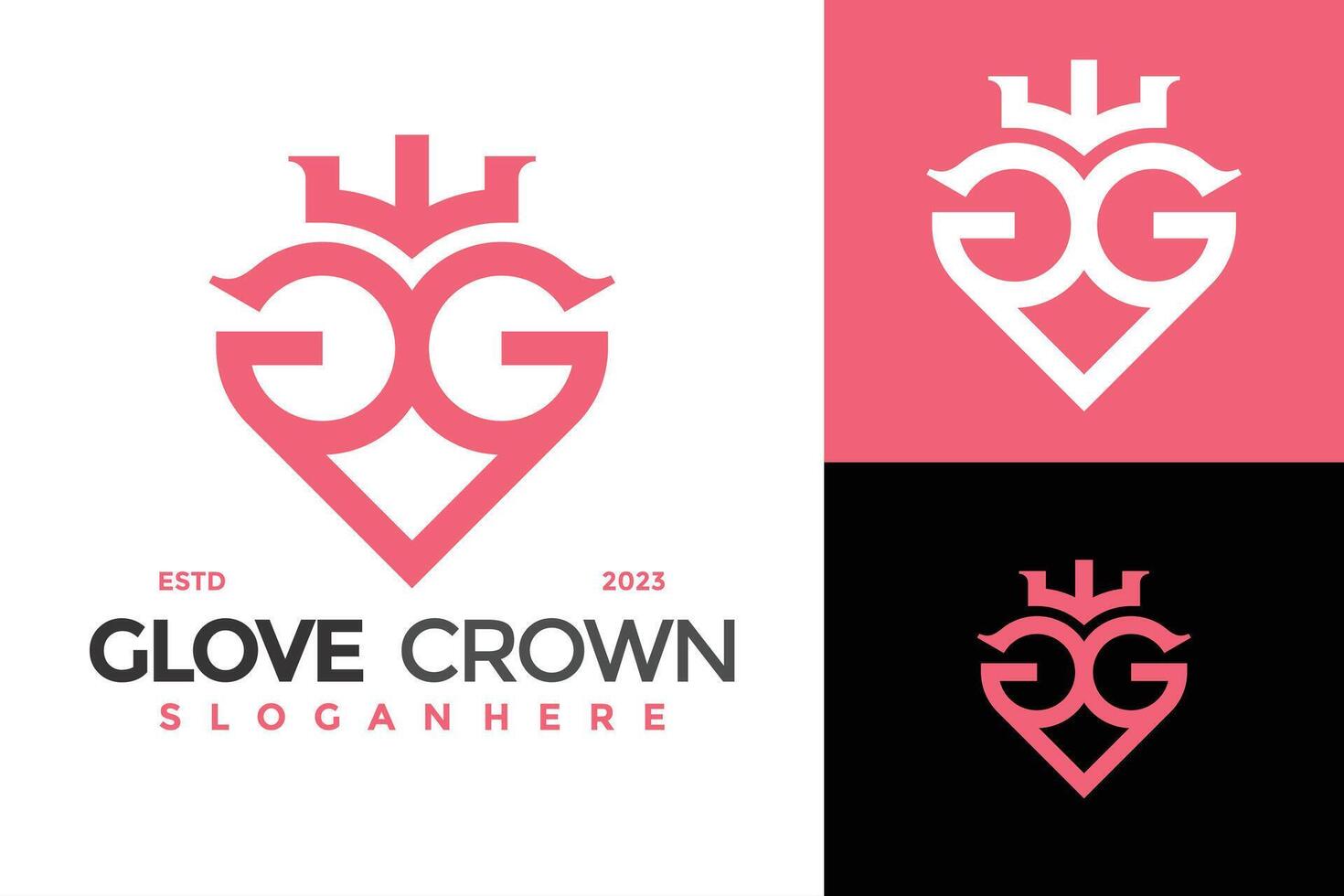 Letter GG Love Crown Logo Design Vector Template