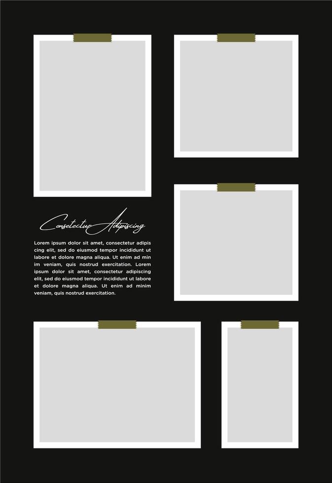 Pictures or photos frame collage. comics page grid layout abstract photo frames and digital photo wall template vector