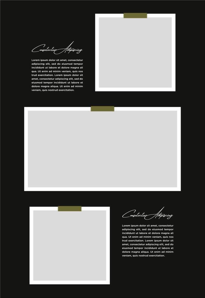 Pictures or photos frame collage. comics page grid layout abstract photo frames and digital photo wall template vector