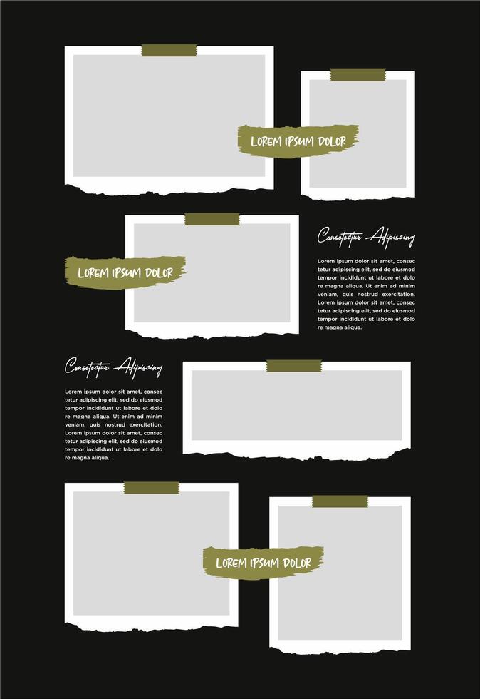 Pictures or photos frame collage. comics page grid layout abstract photo frames and digital photo wall template vector