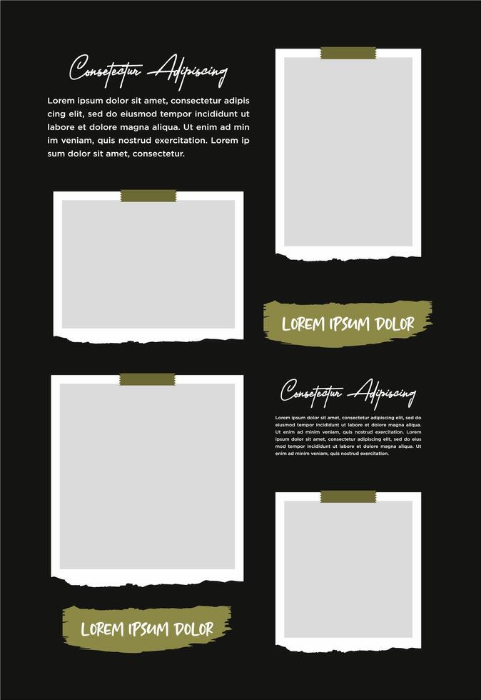 Pictures or photos frame collage. comics page grid layout abstract photo frames and digital photo wall template vector