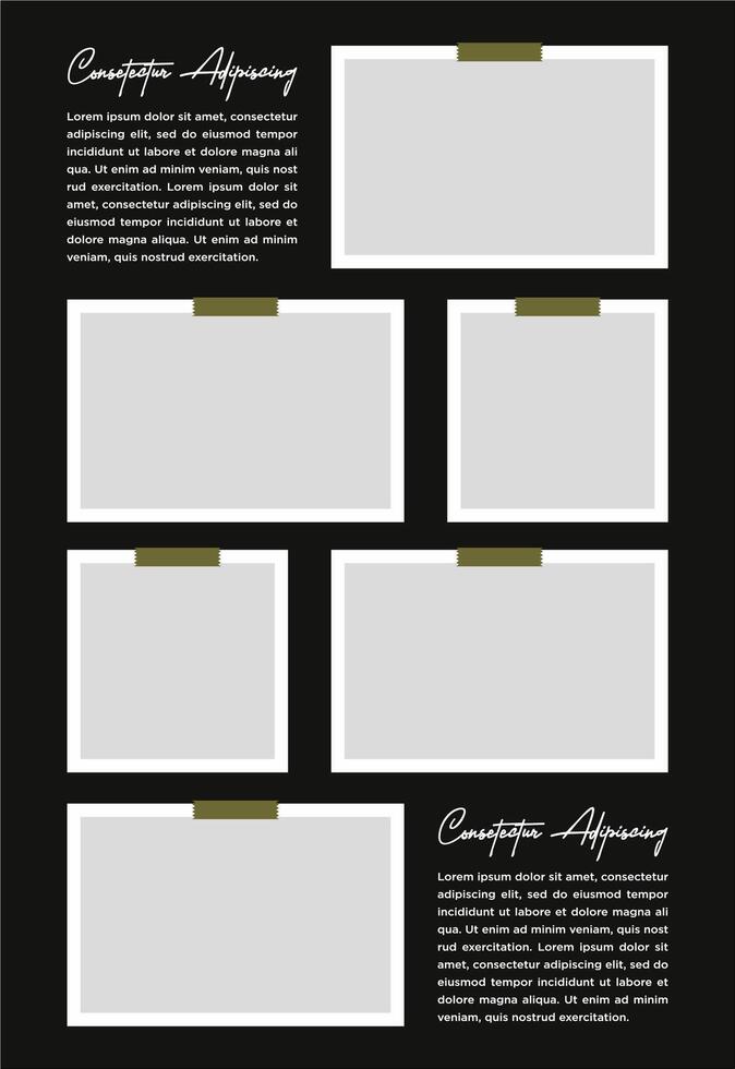 Pictures or photos frame collage. comics page grid layout abstract photo frames and digital photo wall template vector