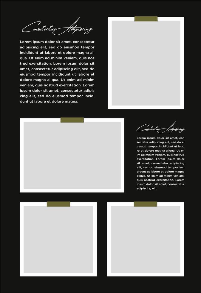 Pictures or photos frame collage. comics page grid layout abstract photo frames and digital photo wall template vector