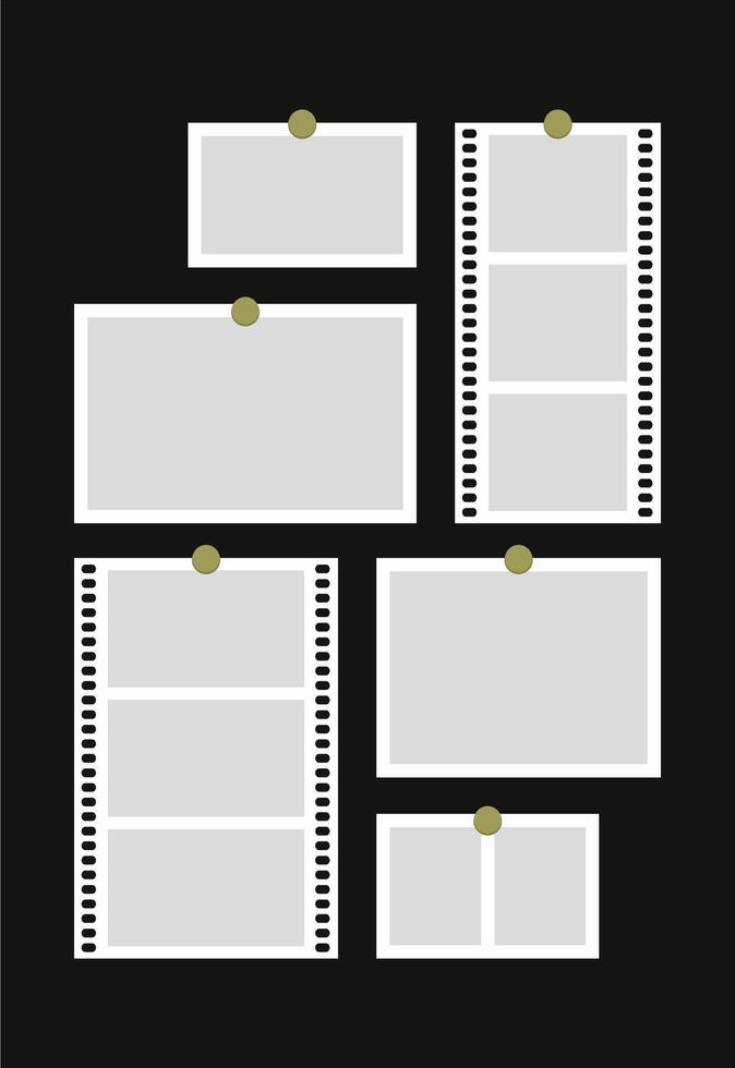Pictures or photos frame collage. comics page grid layout abstract photo frames and digital photo wall template vector