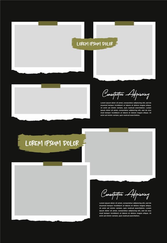 Pictures or photos frame collage. comics page grid layout abstract photo frames and digital photo wall template vector