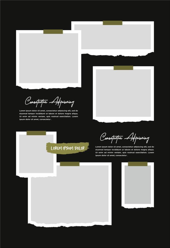 Pictures or photos frame collage. comics page grid layout abstract photo frames and digital photo wall template vector