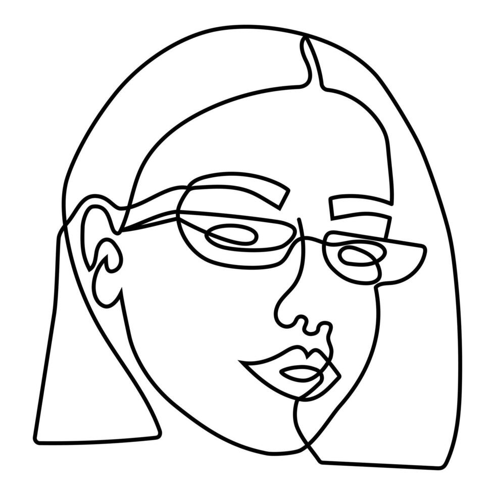 One line art face, modern contemporary minimalist abstract woman portrait. Continuous one line drawing faces vector