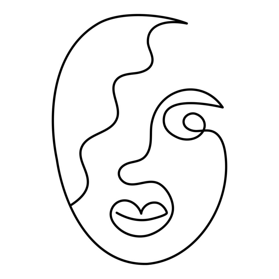 One line art face, modern contemporary minimalist abstract woman portrait. Continuous one line drawing faces vector