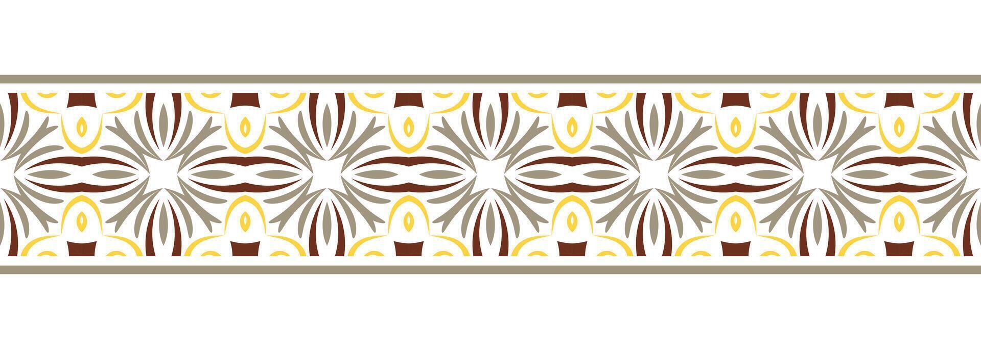 Border line seamless background. Decorative design seamless ornamental mosaic border pattern. Islamic, indian, arabic motifs. Abstract flower vector