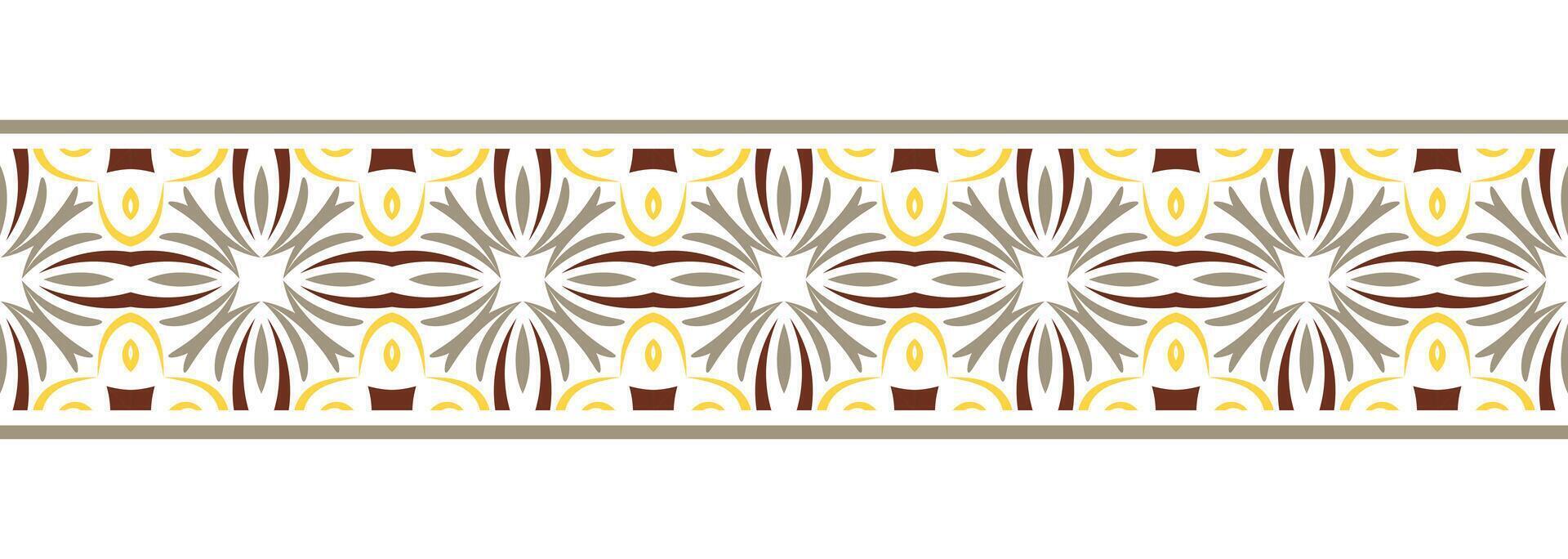 frontera línea sin costura antecedentes. decorativo diseño sin costura ornamental mosaico frontera modelo. islámico, indio, Arábica motivos resumen flor vector