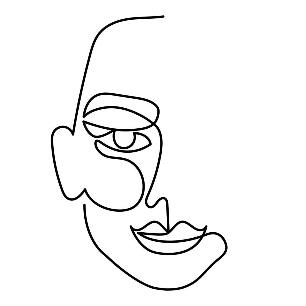 One line art face, modern contemporary minimalist abstract woman portrait. Continuous one line drawing faces vector