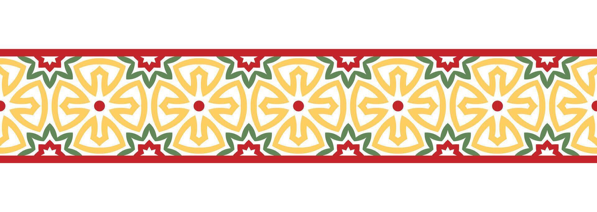 Border line seamless background. Decorative design seamless ornamental mosaic border pattern. Islamic, indian, arabic motifs. Abstract flower vector
