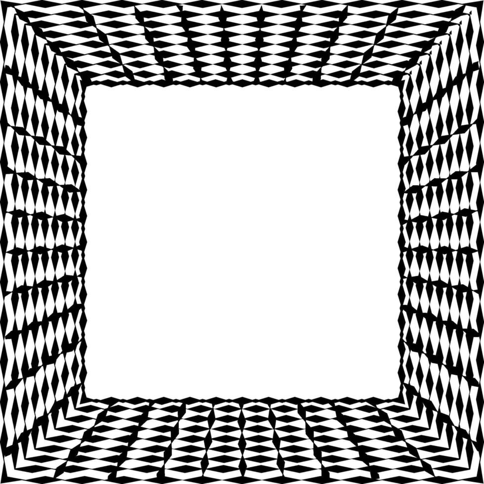 Black vector frame decorated with geometric pattern in the form of rhombuses on a white background