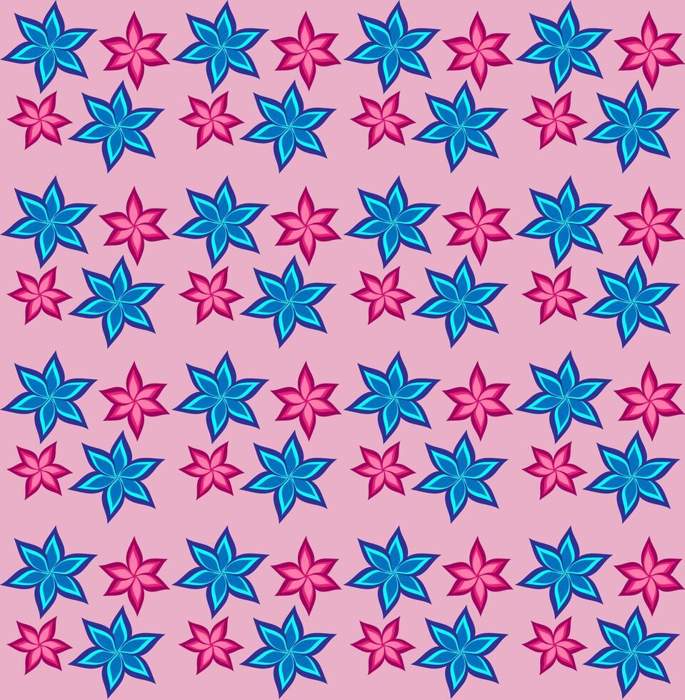 Floral abstract ornament in blue color on pink background vector