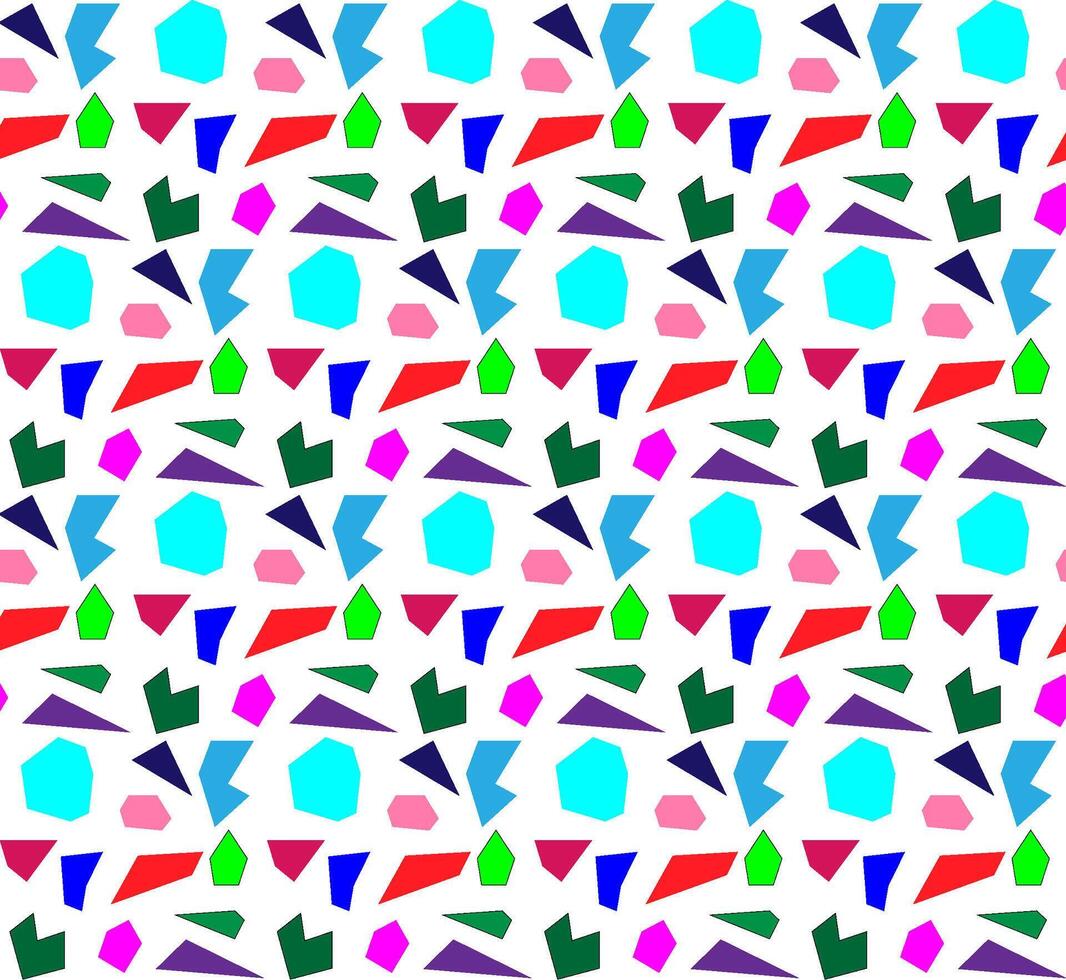 Vector seamless geometric texture in the form of colored polygons on a white background