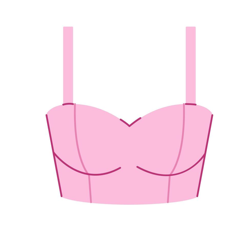 Cute women pink crop top. Summer fashion and clothing. Vector illustration.