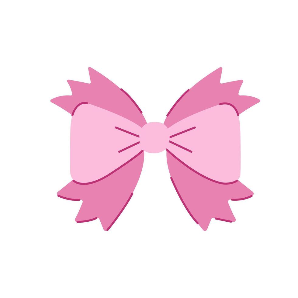 Cute pink bow hair clip. Hair accessories. Vector illustration