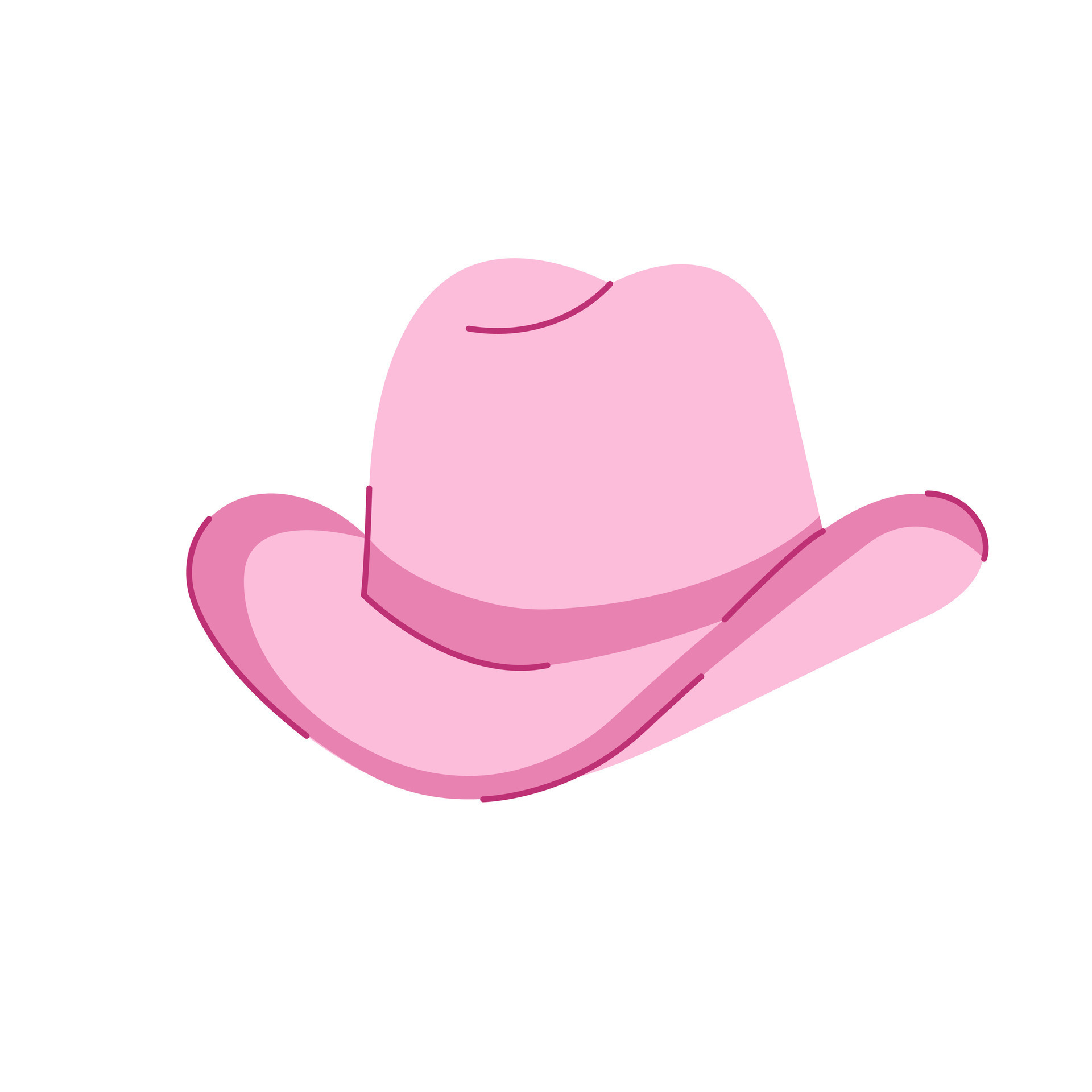 Pink cowboy hat. Cowgirl wild west elements groove style. Vector