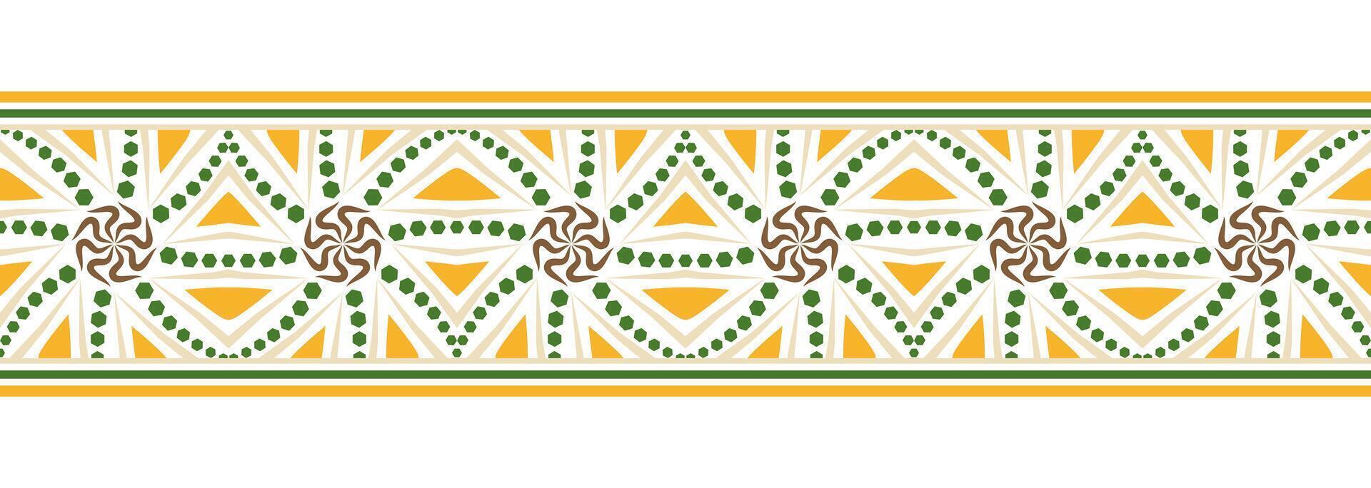 Border line seamless background. Decorative design seamless ornamental mosaic border pattern. Islamic, indian, arabic motifs. Abstract flower vector