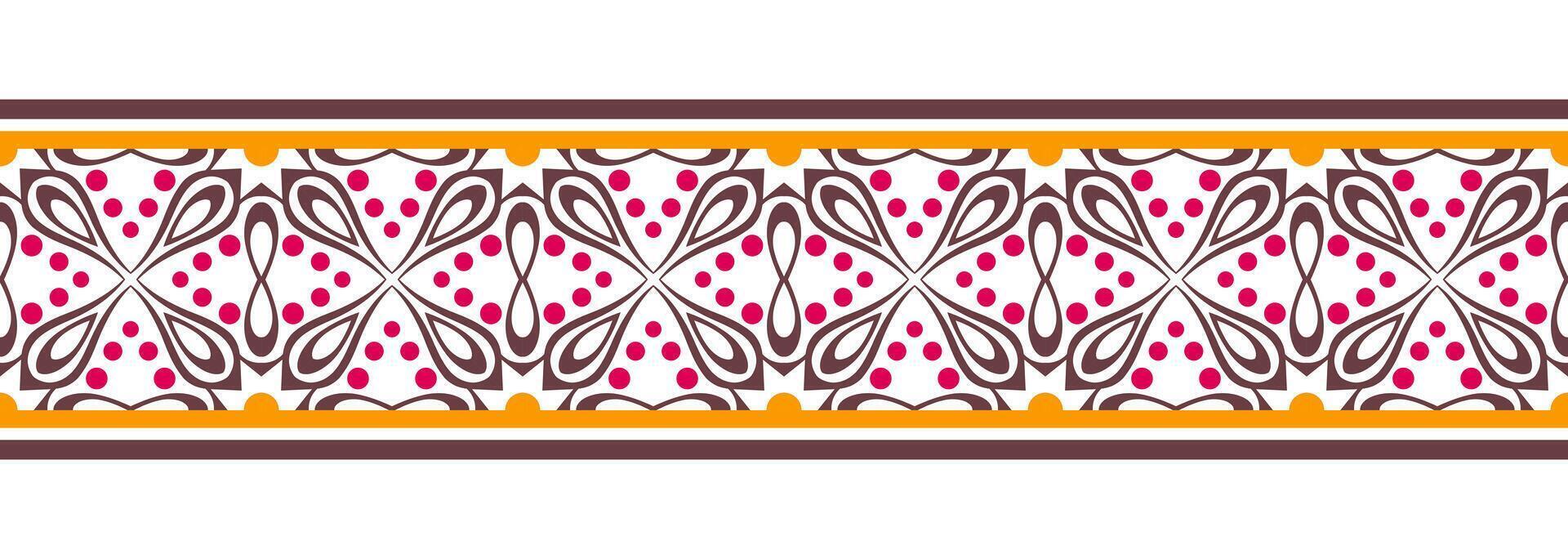 frontera línea sin costura antecedentes. decorativo diseño sin costura ornamental mosaico frontera modelo. islámico, indio, Arábica motivos resumen flor. vector ilustración