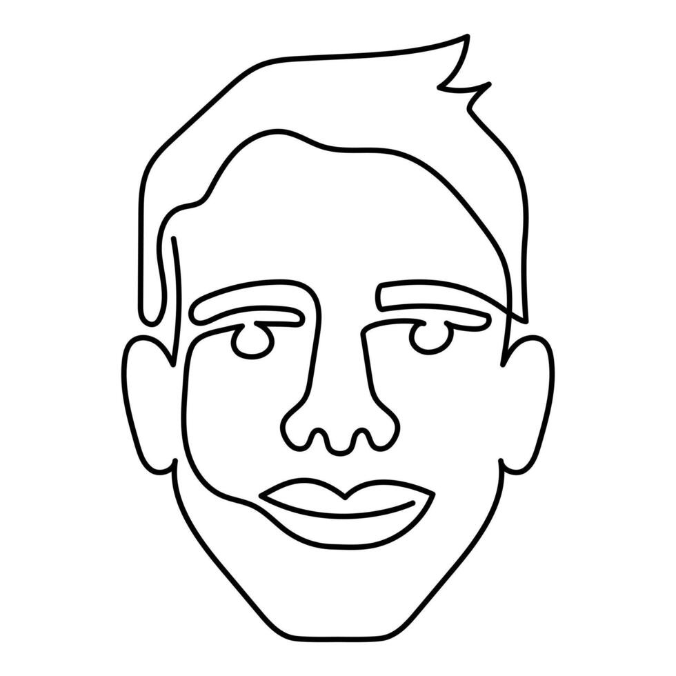 One line art face man, modern contemporary minimalist abstract man portrait. Continuous one line drawing faces vector