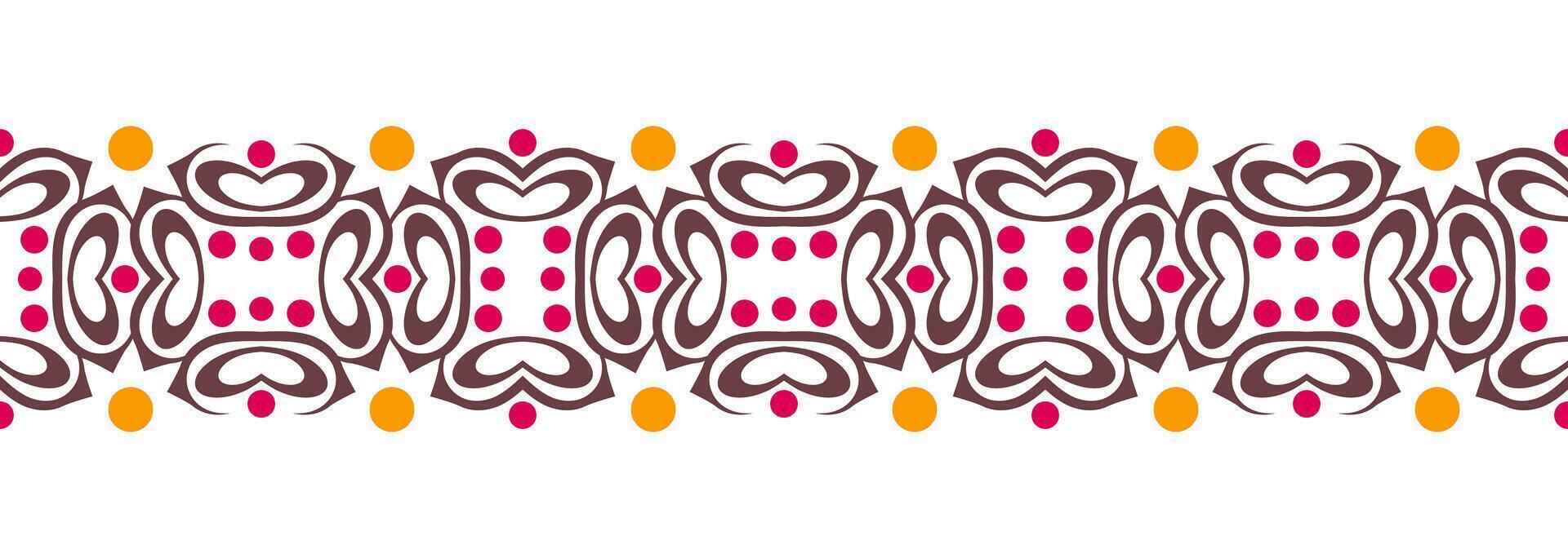 Border line seamless background. Decorative design seamless ornamental mosaic border pattern. Islamic, indian, arabic motifs. Abstract flower. Vector illustration