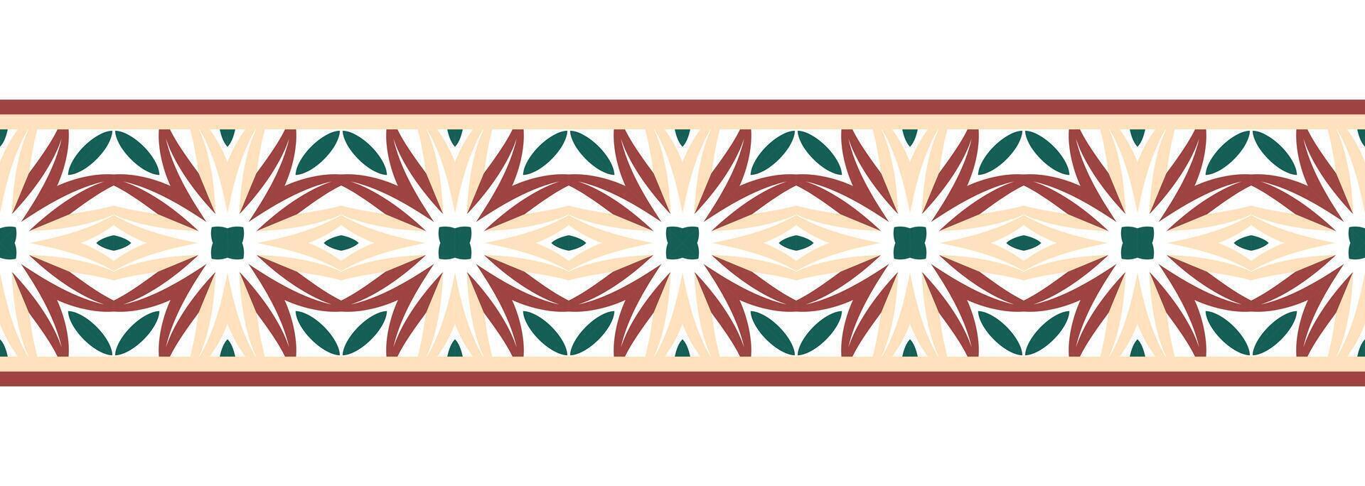 frontera línea sin costura antecedentes. decorativo diseño sin costura ornamental mosaico frontera modelo. islámico, indio, Arábica motivos resumen flor vector