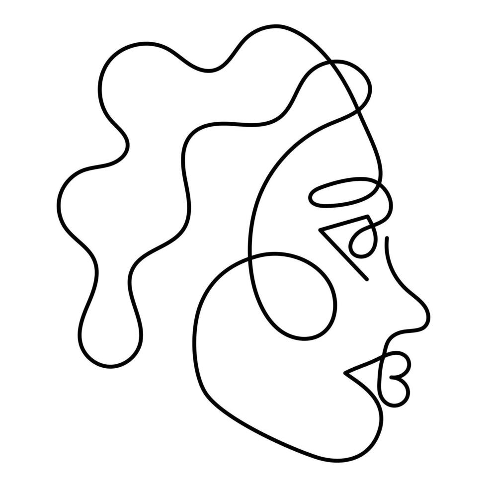 One line art face, modern contemporary minimalist abstract woman portrait. Continuous one line drawing faces vector