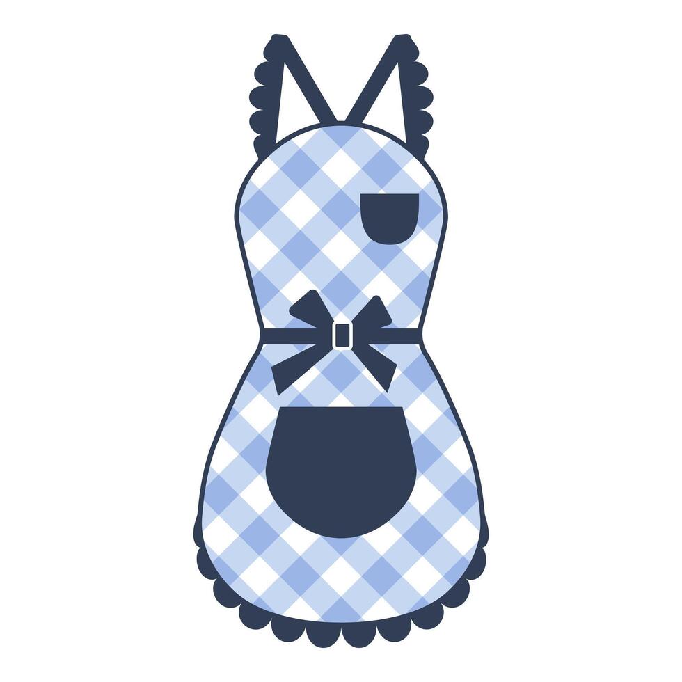 Apron women's with bow for kitchen or cleaning. Protective apron uniform for cooking. vector