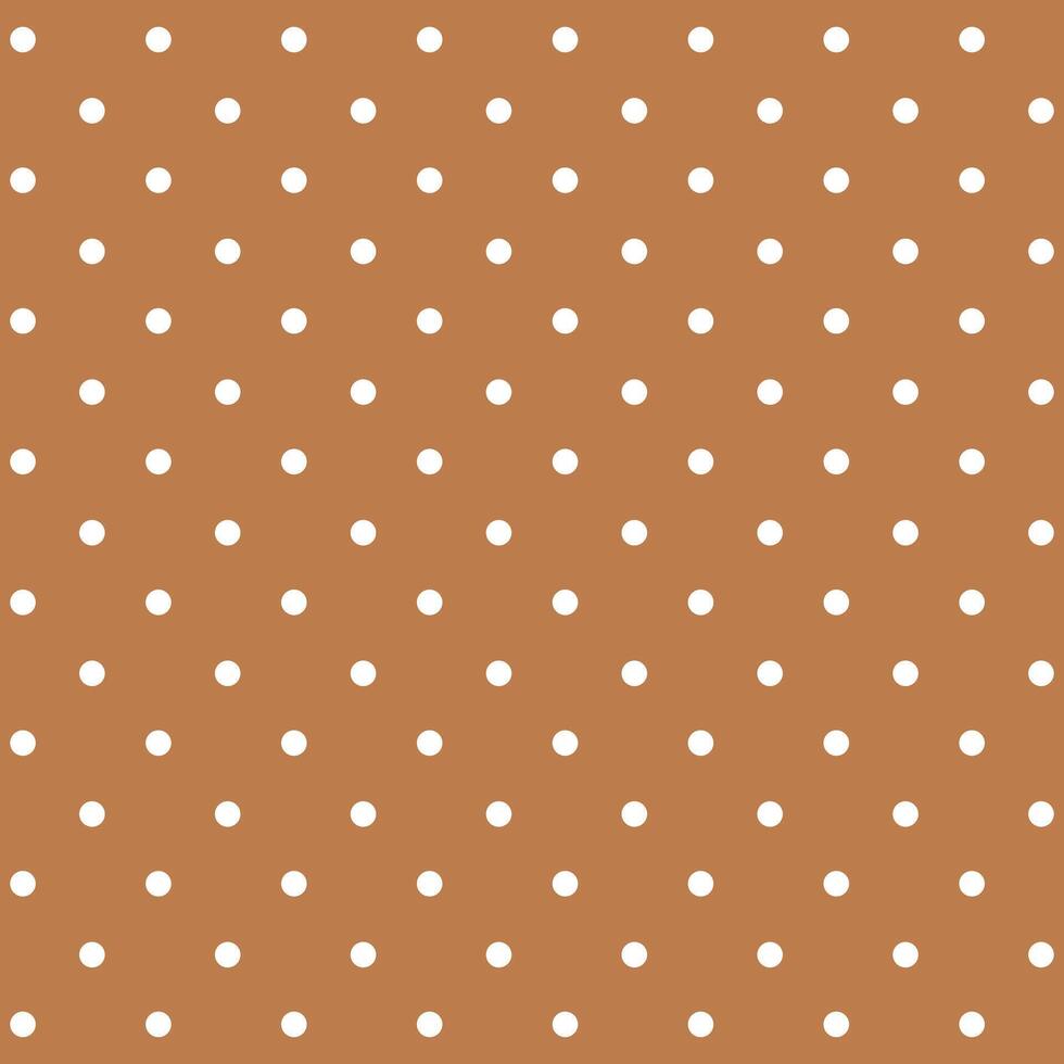 Brown background and white seamless polka dot pattern. vector