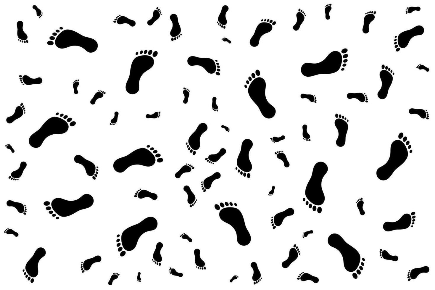 black footprints silhouette pattern on white background vector