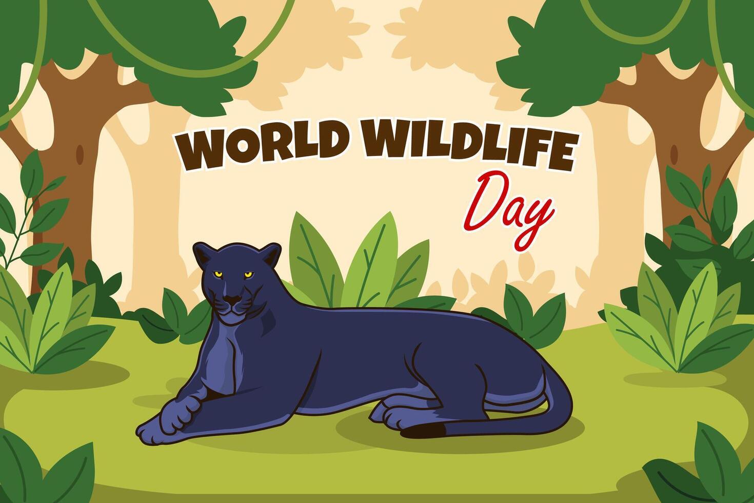 world wildlife day flat vector background design