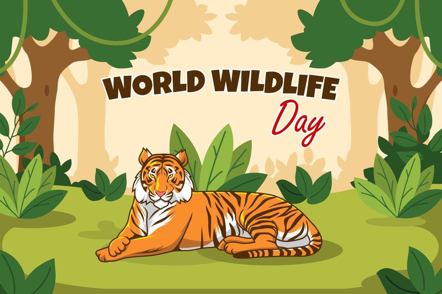 world wildlife day flat vector background design