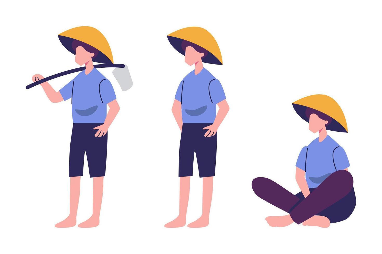 rice farmer characters in flat style illustration vector design