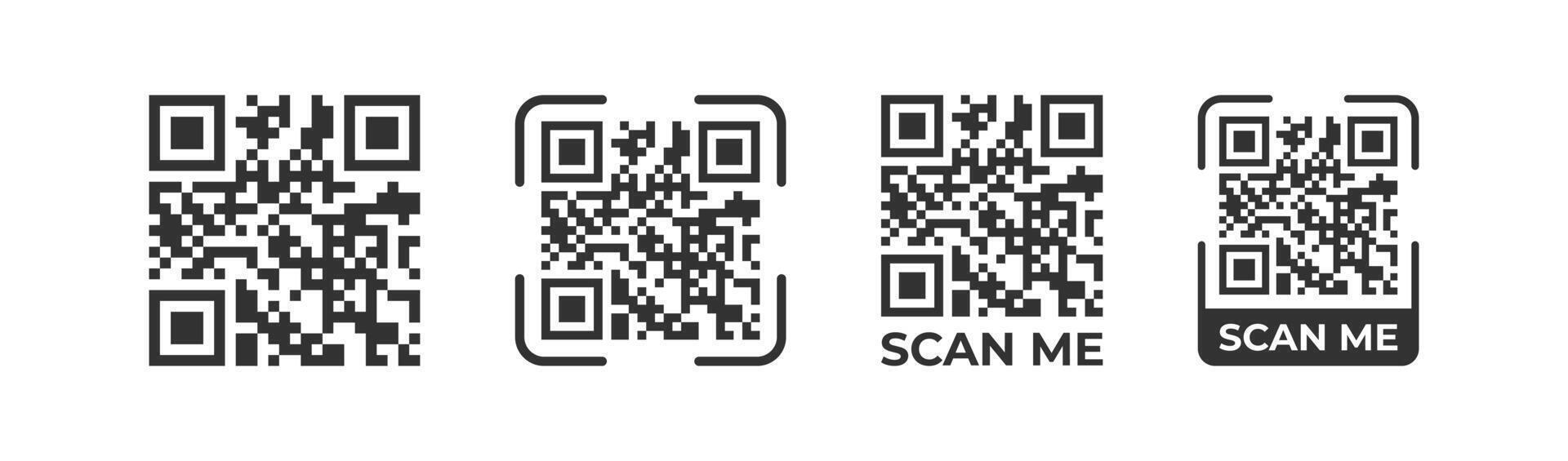 QR code icon. Scan me frame. QR code for smartphone. Payment and identification barcode. Vector illustration.