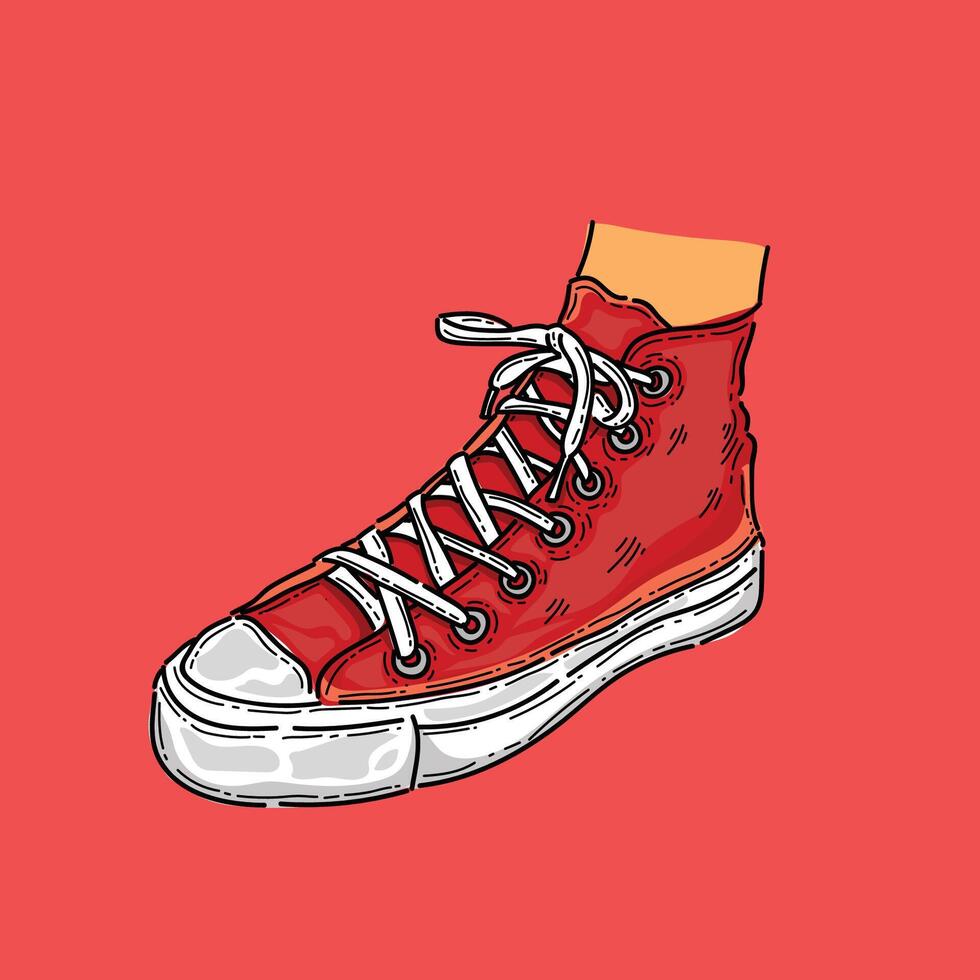 canvas shoes illustration vector design clipart isolated in a red background