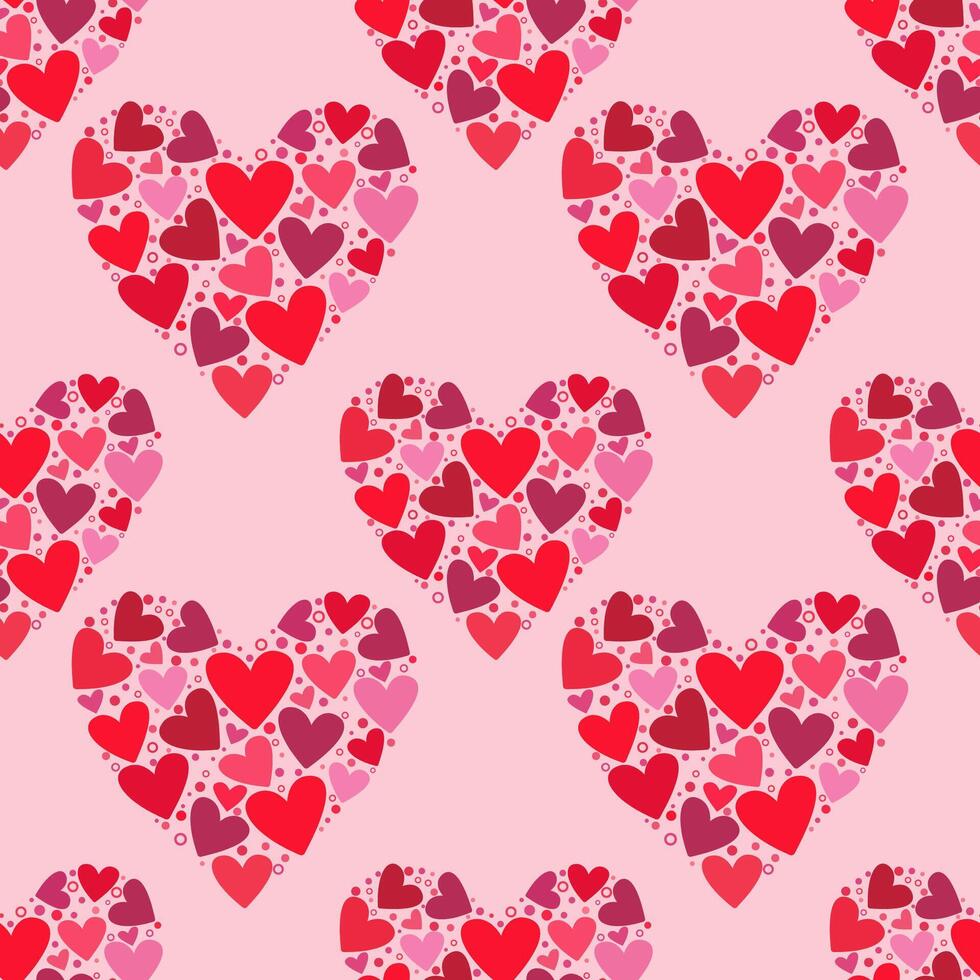 Illustration of a seamless pattern in the form of beautiful hearts. Cute romantic print with beautiful hearts. The texture of the festive background for Valentine's day, romantic wedding design. vector