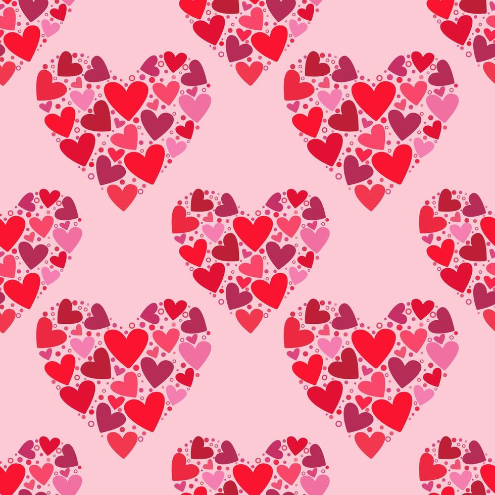 Illustration of a seamless pattern in the form of beautiful hearts. Cute romantic print with beautiful hearts. The texture of the festive background for Valentine's day, romantic wedding design. vector