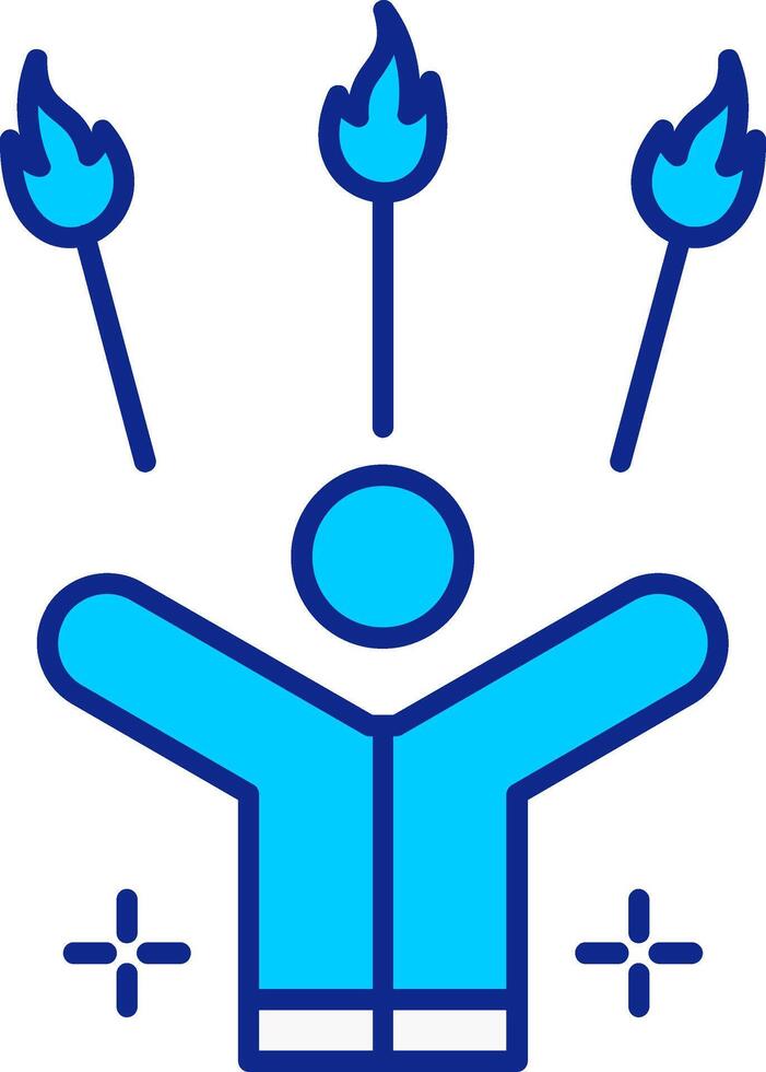 Juggling Fire Blue Filled Icon vector