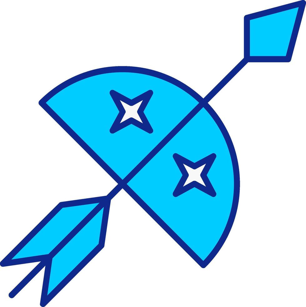 Bow And Arrow Blue Filled Icon vector