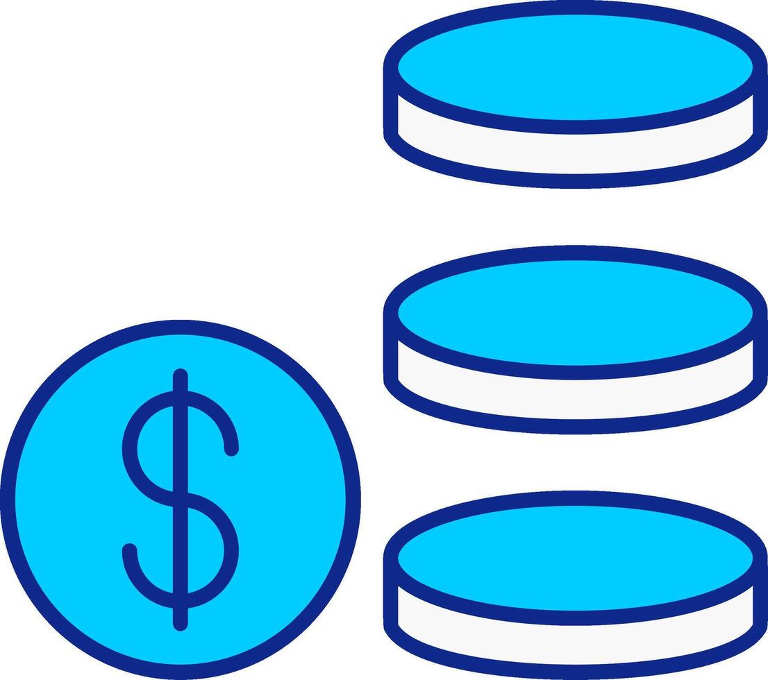 Coin Stack Blue Filled Icon vector