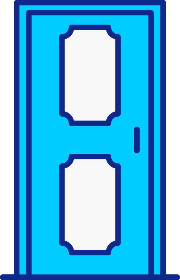 puerta azul lleno icono vector