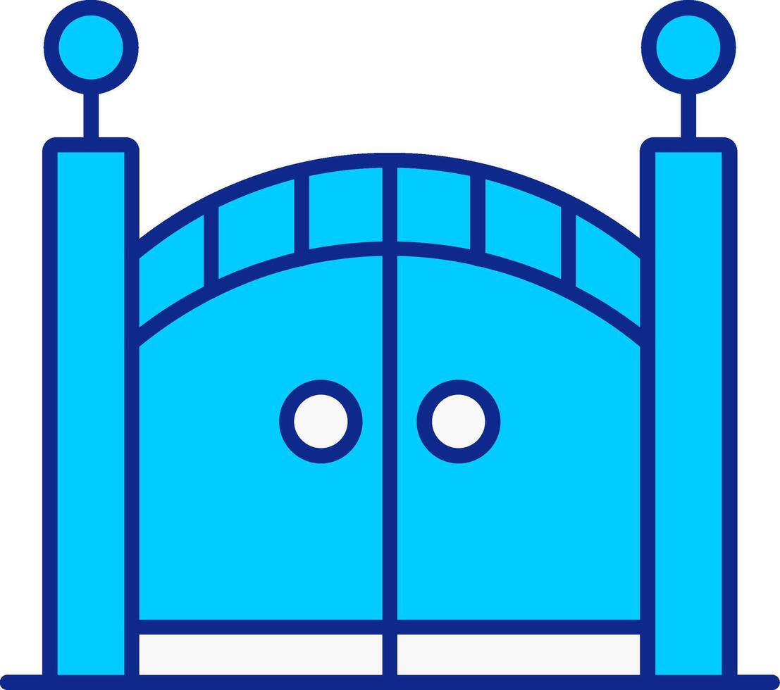 portón azul lleno icono vector