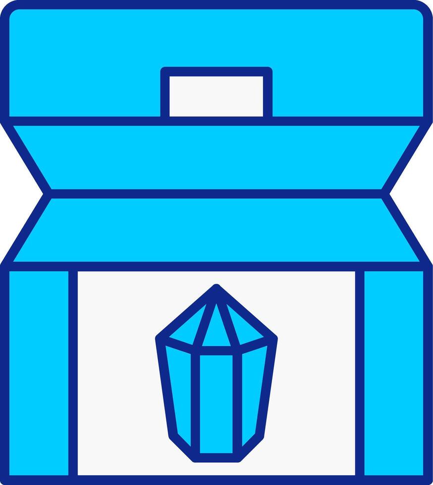 tesoro cofre azul lleno icono vector