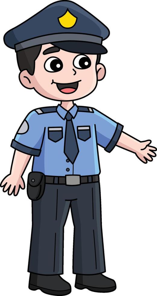 Happy Policeman Cartoon Colored Clipart vector