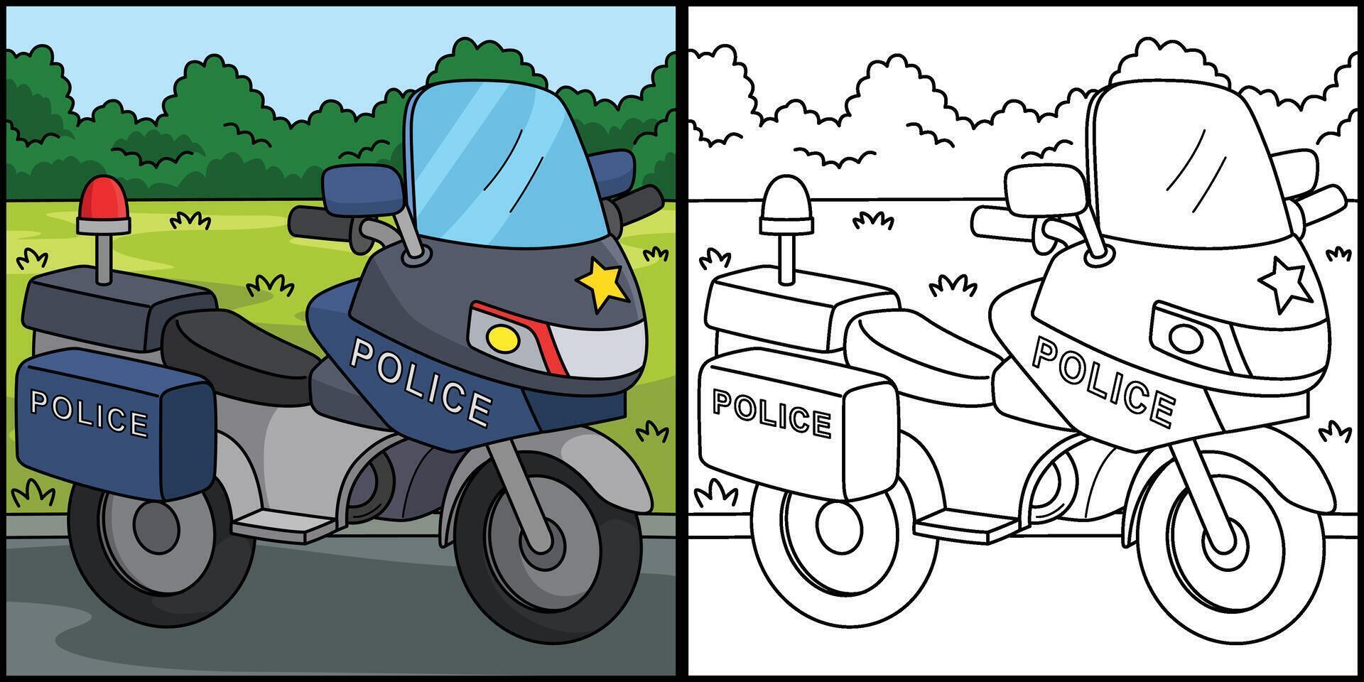 Police Motorcycle Coloring Page Illustration vector