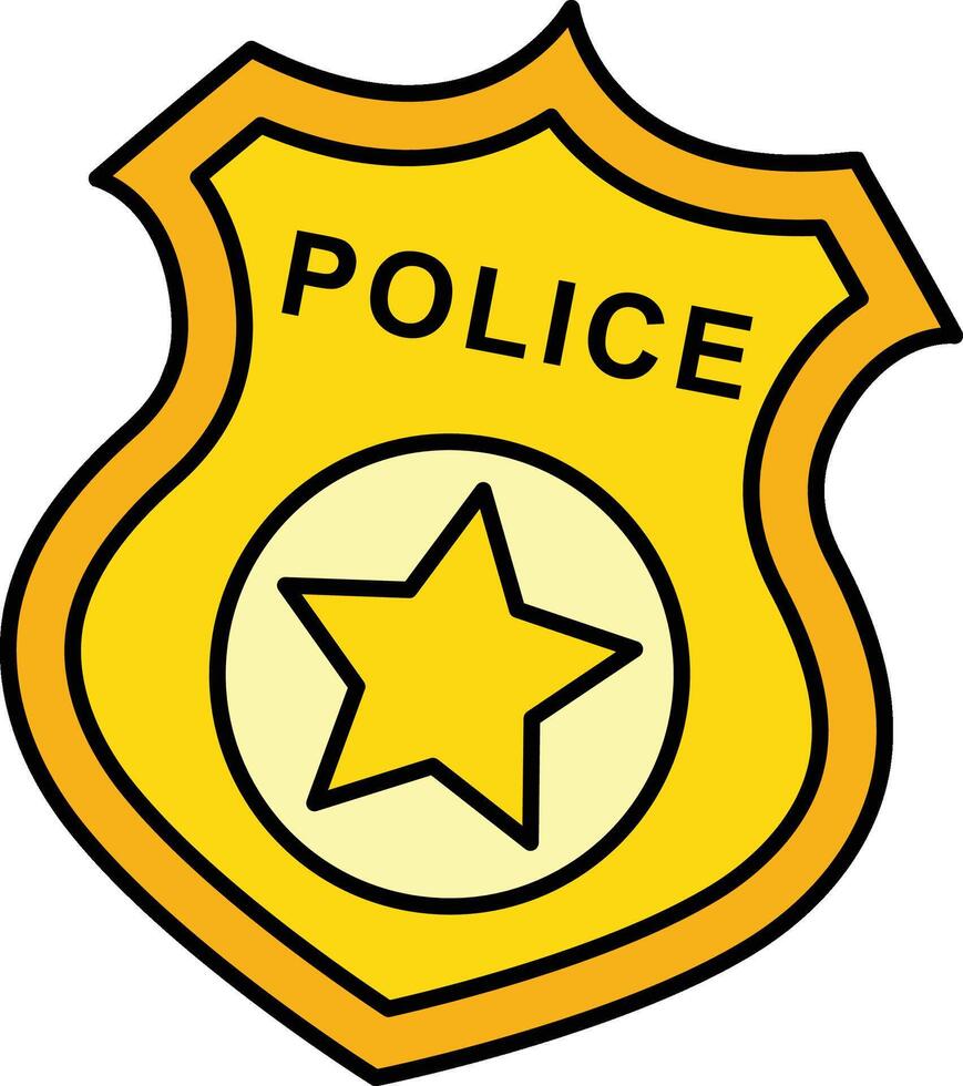 Police Badge Cartoon Colored Clipart Illustration vector